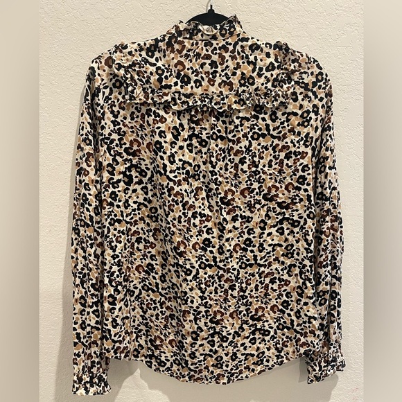 Maeve by Anthropologie Ruffles Long Sleeve Button Down Shirt Size 6 - Picture 2 of 7